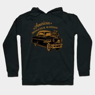 American Cars Monster Racing Gold Hoodie